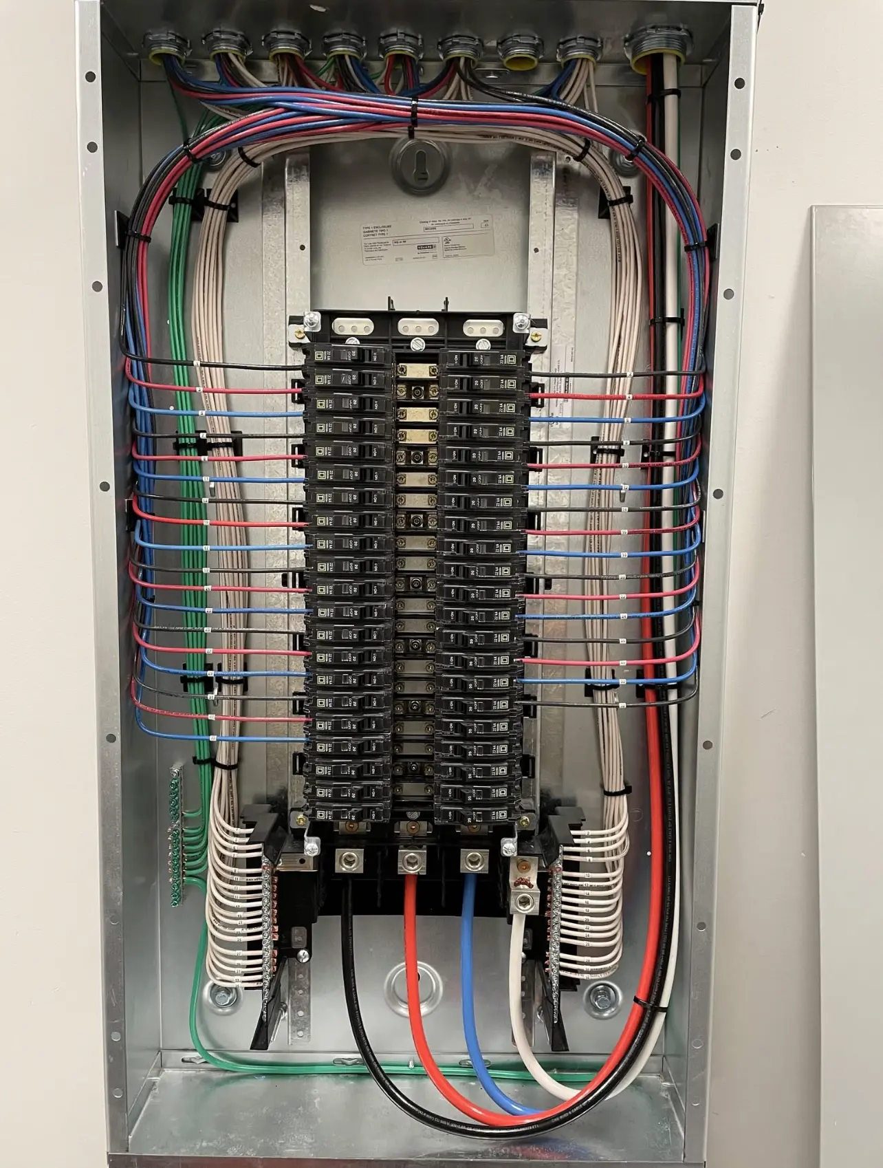 High-Capacity Clean Panel Wiring — Detailed conductor routing and ground bar dressing